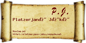 Platzerjanó Jákó névjegykártya